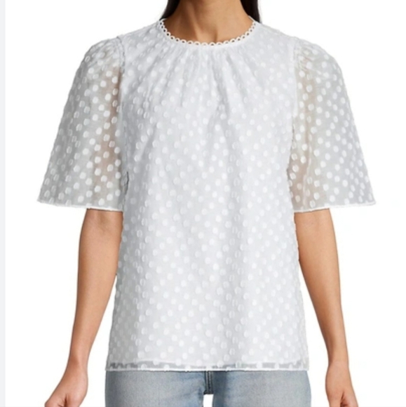 kate spade Tops - Kate Spade Swiss dot white blouse